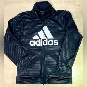 adidas Kids Boy Full Zip Track Jacket Black Size 6 Spellout Logo